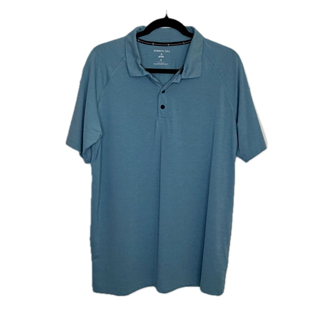 Kenneth Cole Active Men's Cerulean Light Blue Polo Golf Shirt Size Medium